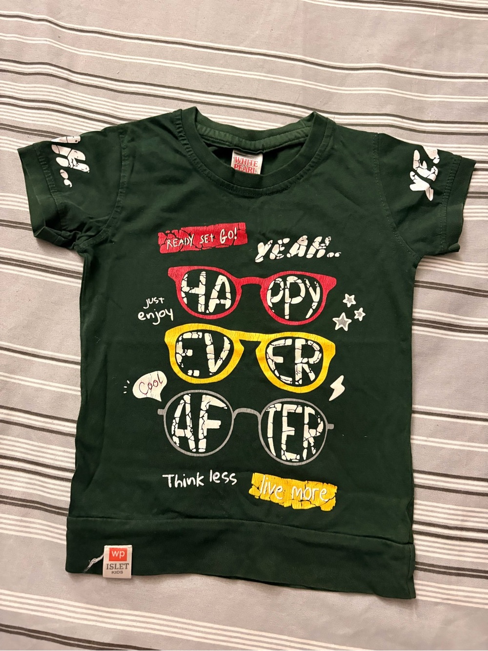 18month old toddler Green Graphic Tee with Colorful Sunglasses Print